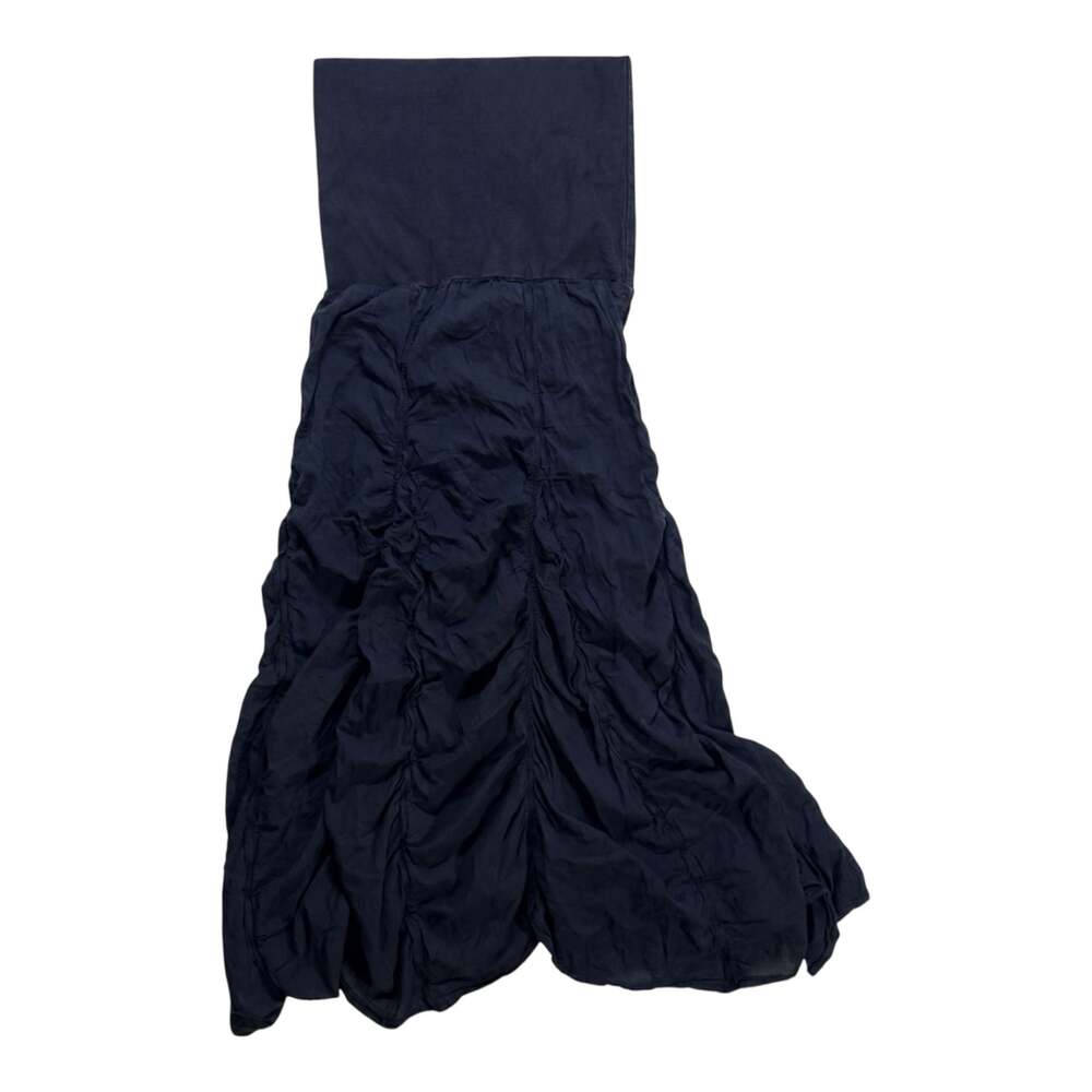 Zashi Black Ruched Cotton Maxi Skirt Size S